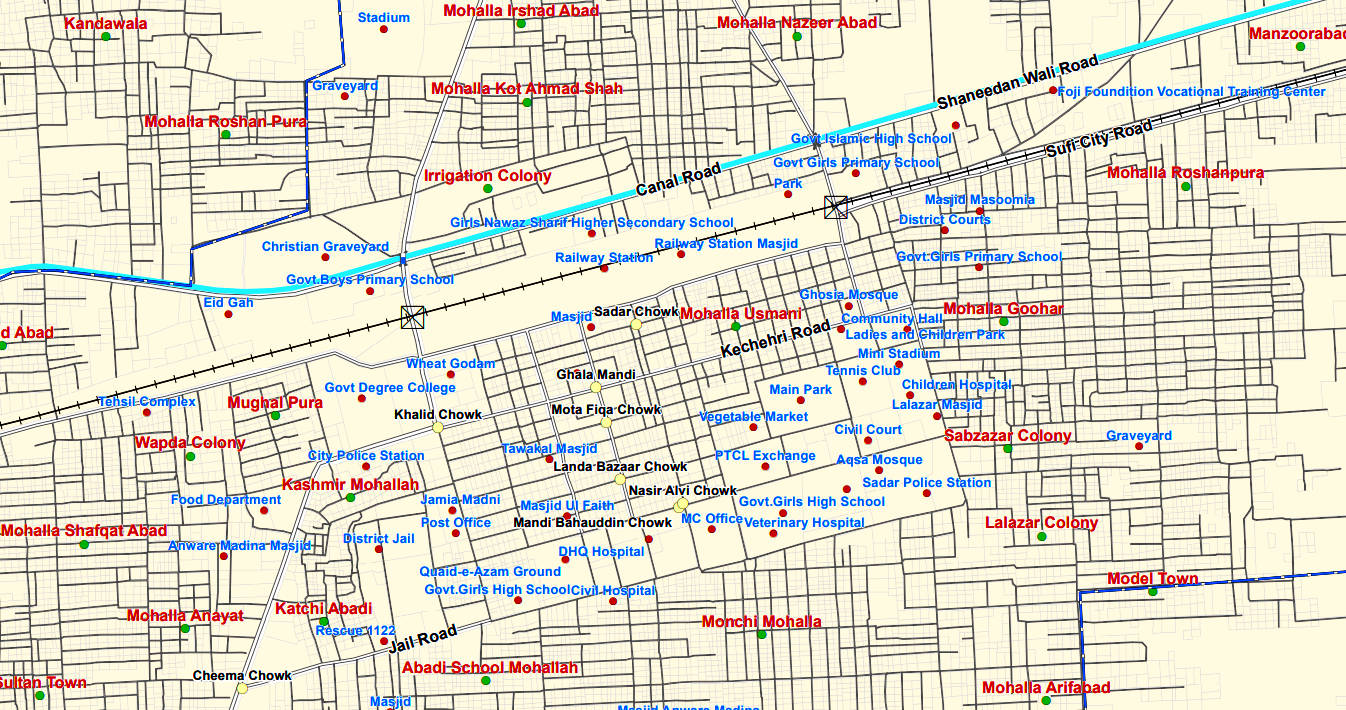 Map of Mandi Bahauddin Punjab Pakistan