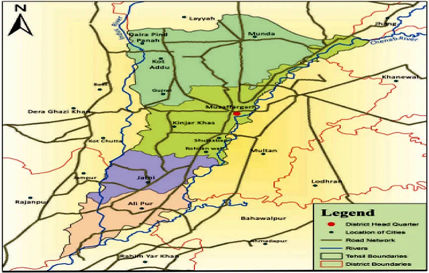 Map of Muzaffargarh Punjab Pakistan
